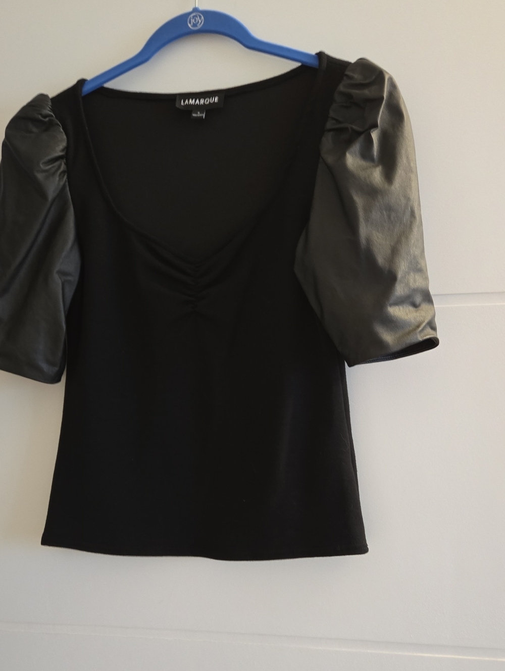 Lamarque Black Short Puff Sleeve Top